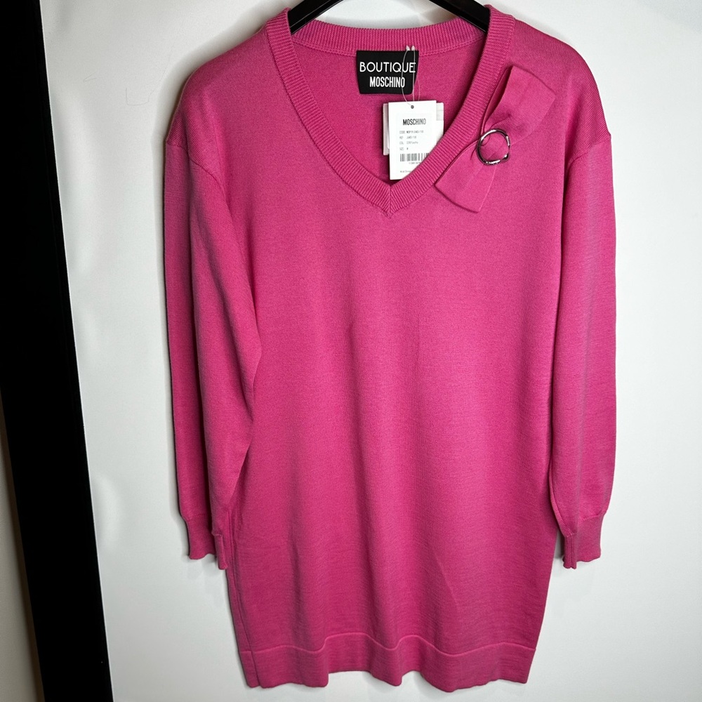 Moschino boutique M pink oversized cardigan pullover sweater wool cotton